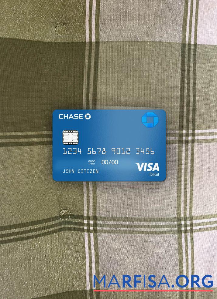 Realistic USA Chase bank Visa Debit Card photolook front download for verification